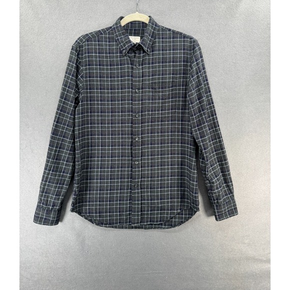 Club Monaco Flannel Shirt Mens‎ Size XS Gray Long Sleeve Button Pocket Tartan - Picture 1 of 11